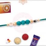 3 Turquoise Green Velvet Bead Rakhi 2