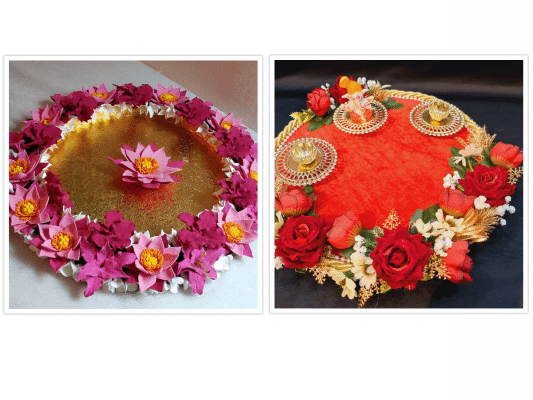 Rakhi thali decoration with flowers