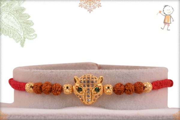 Amazing Jaguar Diamond Rakhi with Rudraksh - Babla Rakhi