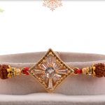 AD Stone Rakhi with Rudraksh - Babla Rakhi