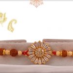 AD Stone Rakhi with Rudraksh and Designer Beads - Babla Rakhi