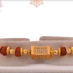 Beautifully Crafted Diamond Rakhi with Rudraksh - Babla Rakhi