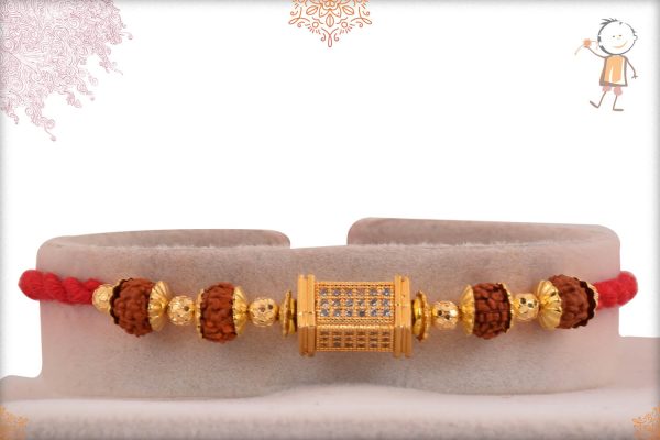 Beautifully Crafted Diamond Rakhi with Rudraksh - Babla Rakhi
