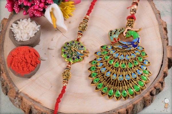 Exclusive Peacock Bhaiya-Bhabhi Rakhi - Babla Rakhi