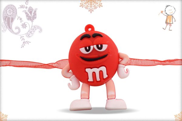 Smiley Red M&M Kids Rakhi