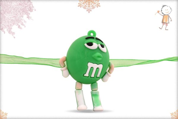 Cute Green M&M Kids Rakhi