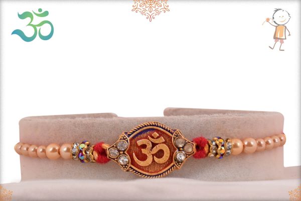 Diamond OM Rakhi with Pearls - Babla Rakhi