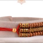 Unique Diamond Rakhi with Sandalwood Beads - Babla Rakhi