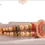 Traditional 2 Line Diamond Rakhi with Beads - Babla Rakhi
