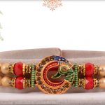 Beautiful 2 Line Peacock Rakhi with Beads - Babla Rakhi