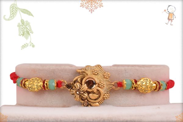 Unique Flower Rakhi with Pastel Beads - Babla Rakhi