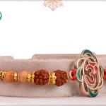 Meenakari OM with Rudraksh Rakhi - Babla Rakhi