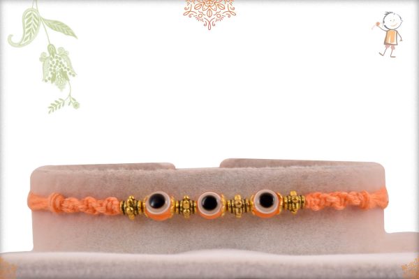 Stylish Orange Pastel Evil Eye Rakhi - Babla Rakhi