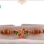 Uniquely Knotted OM with Rudraksh Rakhi - Babla Rakhi