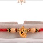 Ganeshji with Golden Beads and Diamond Rings Rakhi - Babla Rakhi