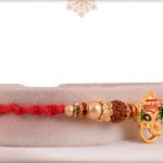 Delicate Golden Ganeshji Rakhi with Rudraksh - Babla Rakhi