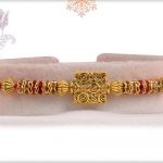 Designer Golden Bead with Diamond Rings Rakhi - Babla Rakhi