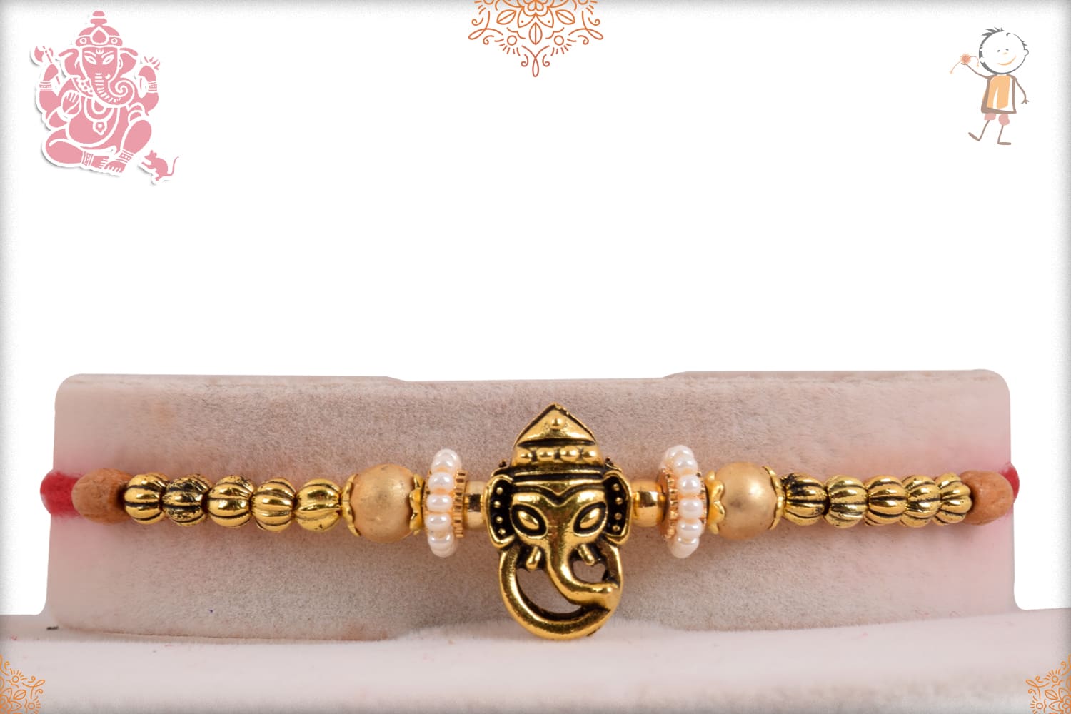 Beautiful Ganeshji Rakhi With Designer Beads - Babla Rakhi