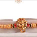 Golden Ganeshji with Beautiful Pearls Rakhi - Babla Rakhi
