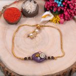 Violet Stone with Diamond Bracelet Bhabhi Rakhi - Babla Rakhi