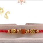 Handcrafted Flower Beads with Rudraksh Rakhi - Babla Rakhi