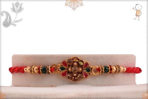 Handcrafted Diamond with Beads Rakhi - Babla Rakhi