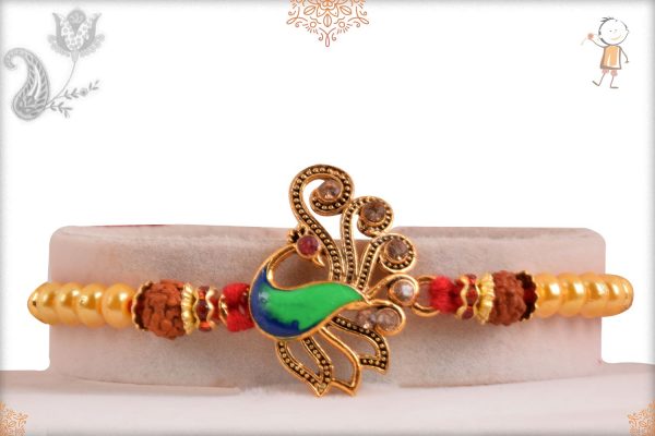 Delightful Peacock Rakhi with Pearls - Babla Rakhi