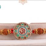 Divine OM Rakhi with Rudraksh and Diamond Rings - Babla Rakhi