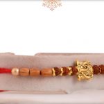Delicate Ganeshji Rakhi with Rudraksh and Sandalwood Beads - Babla Rakhi