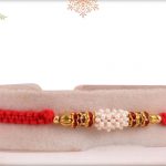 Uniquely Crafted White Pearl Rakhi with Diamond Rings - Babla Rakhi