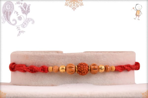 Uniquely Crafted Rudraksh Rakhi with Sandalwood Beads - Babla Rakhi