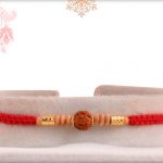 Uniquely Knotted Rudraksh Rakhi with Golden and Sandalwood Beads - Babla Rakhi