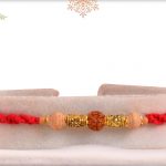 Finely Crafted Rudraksh Rakhi with Sandalwood and Antique Beads - Babla Rakhi