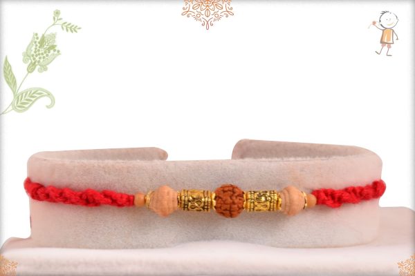 Finely Crafted Rudraksh Rakhi with Sandalwood and Antique Beads - Babla Rakhi