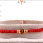 Uniquely Crafted Rudraksh Rakhi with Rose Gold Beads - Babla Rakhi