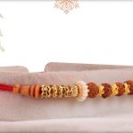 Simply Elegant Rudraksh Rakhi with Diamond Rings - Babla Rakhi