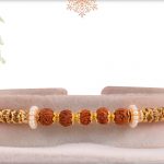 Simply Elegant Rudraksh Rakhi with Diamond Rings - Babla Rakhi