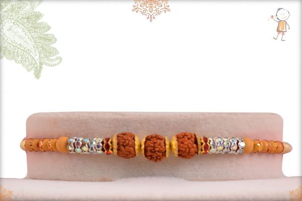 Traditional Rudraksh Rakhi with Diamond Rings - Babla Rakhi