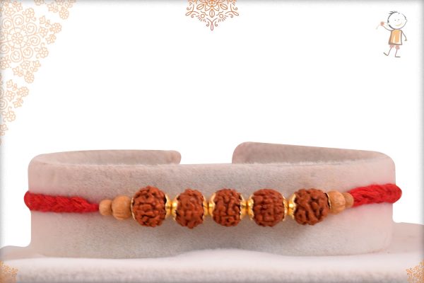 Simply Elegant Five Rudraksh Rakhi - Babla Rakhi