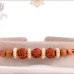 Beautiful Rudraksh Rakhi with Pearl Rings - Babla Rakhi