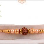 Simple Rudraksh Rakhi with Pearls - Babla Rakhi