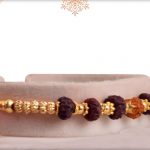 Simply Elegant Seven Rudraksh Rakhi with Golden Beads - Babla Rakhi