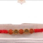 Designer Golden Bead Rudraksh Rakhi with Uniquely Knotted Thread - Babla Rakhi