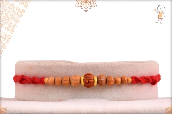 Delicate Sandalwood Rakhi with Auspicious Rudraksh - Babla Rakhi