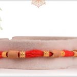 Simply Elegant Sandalwood Beads Rakhi with Golden Beads - Babla Rakhi