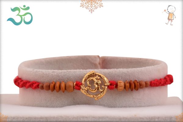 Golden OM with Sandalwood Beads Rakhi - Babla Rakhi