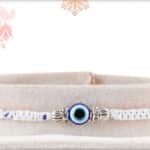 Delicate Evil Eye Rakhi with White and Blue Thread 2