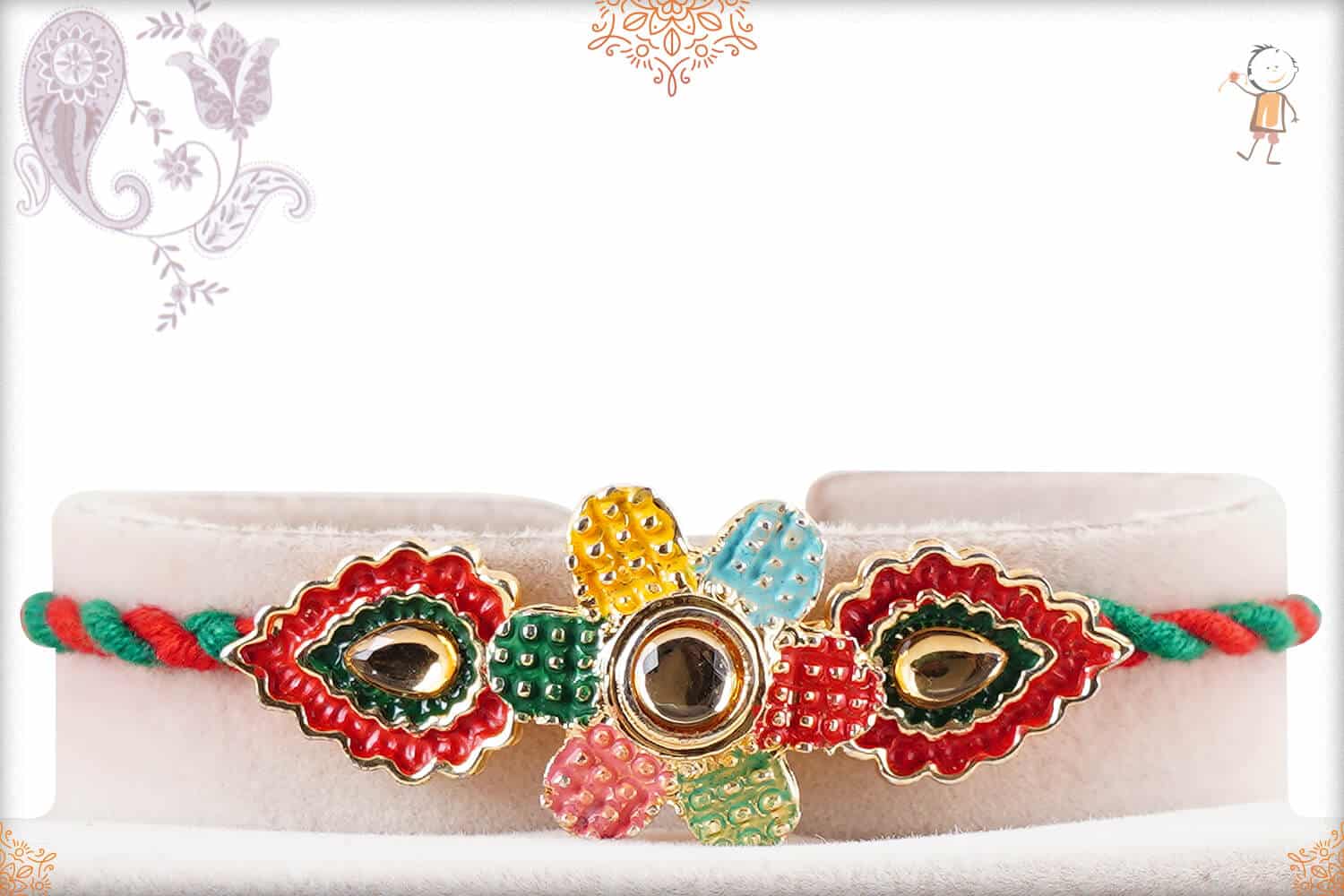 Multicolor Flower Rakhi with Handcrafted Thread 1