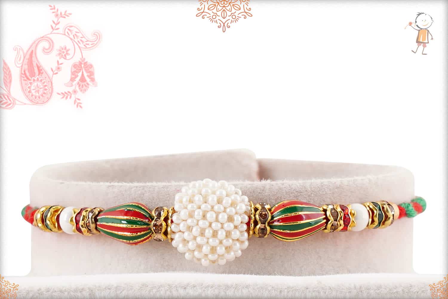 Beautiful Pearl Bead with Traditional Beads Rakhi 1