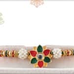 Colorful Flower with Pearl Beads and Diamond Rings Rakhi 2